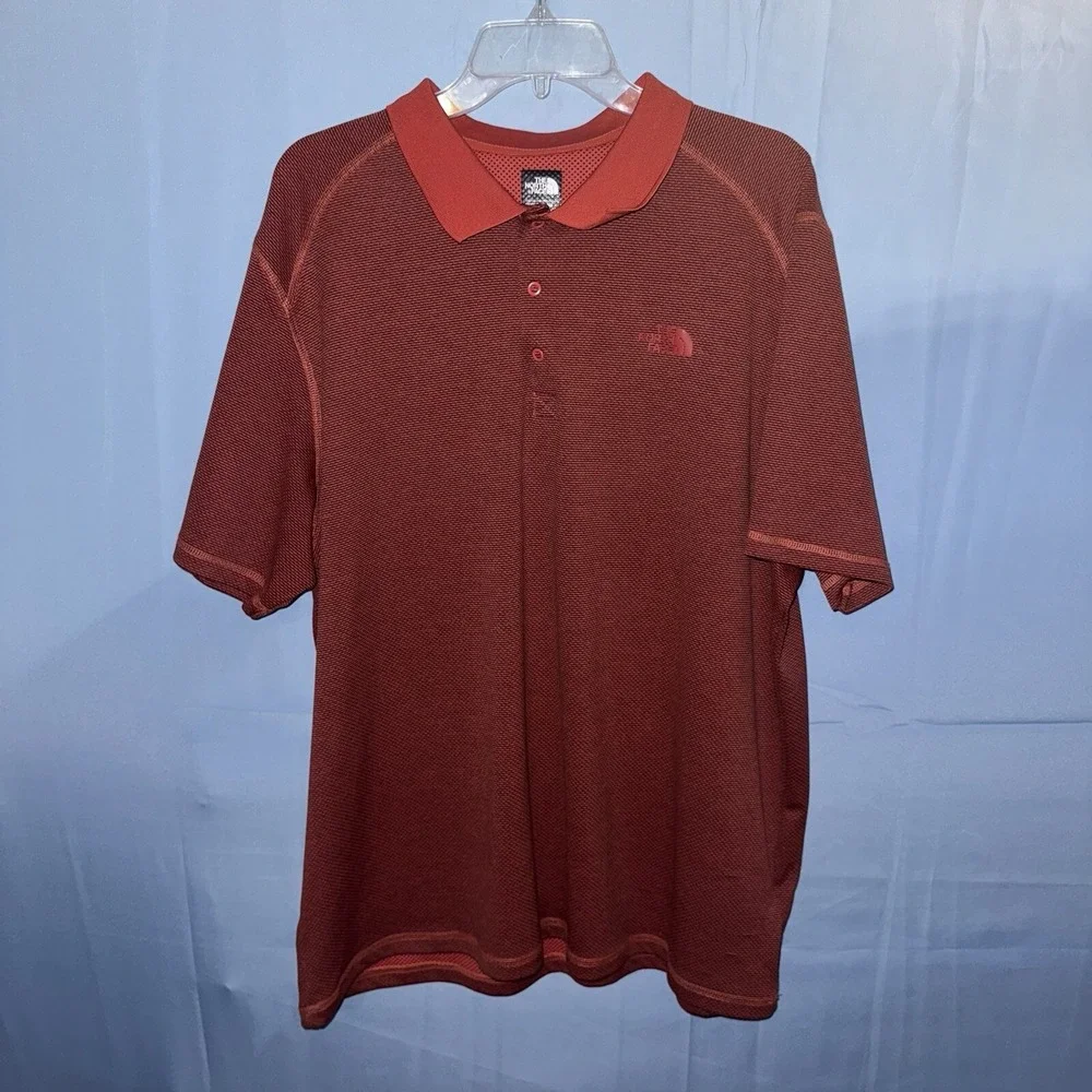 The North Face FlashDry Men Red Short Sleeve Pullover Polo Sz XXL‎